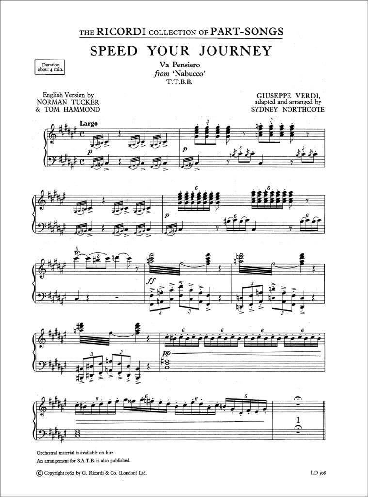 Speed Your Journey/ Va Pensiero (Nabucco)
